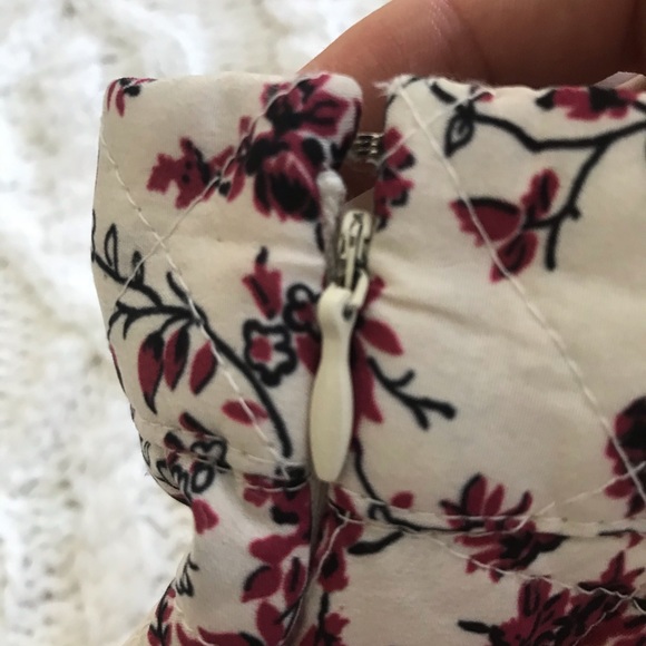 NWT Anthropologie Quilted Floral Prairie Cottagecore Midi Circle Skirt Cream 0 - Picture 9 of 12